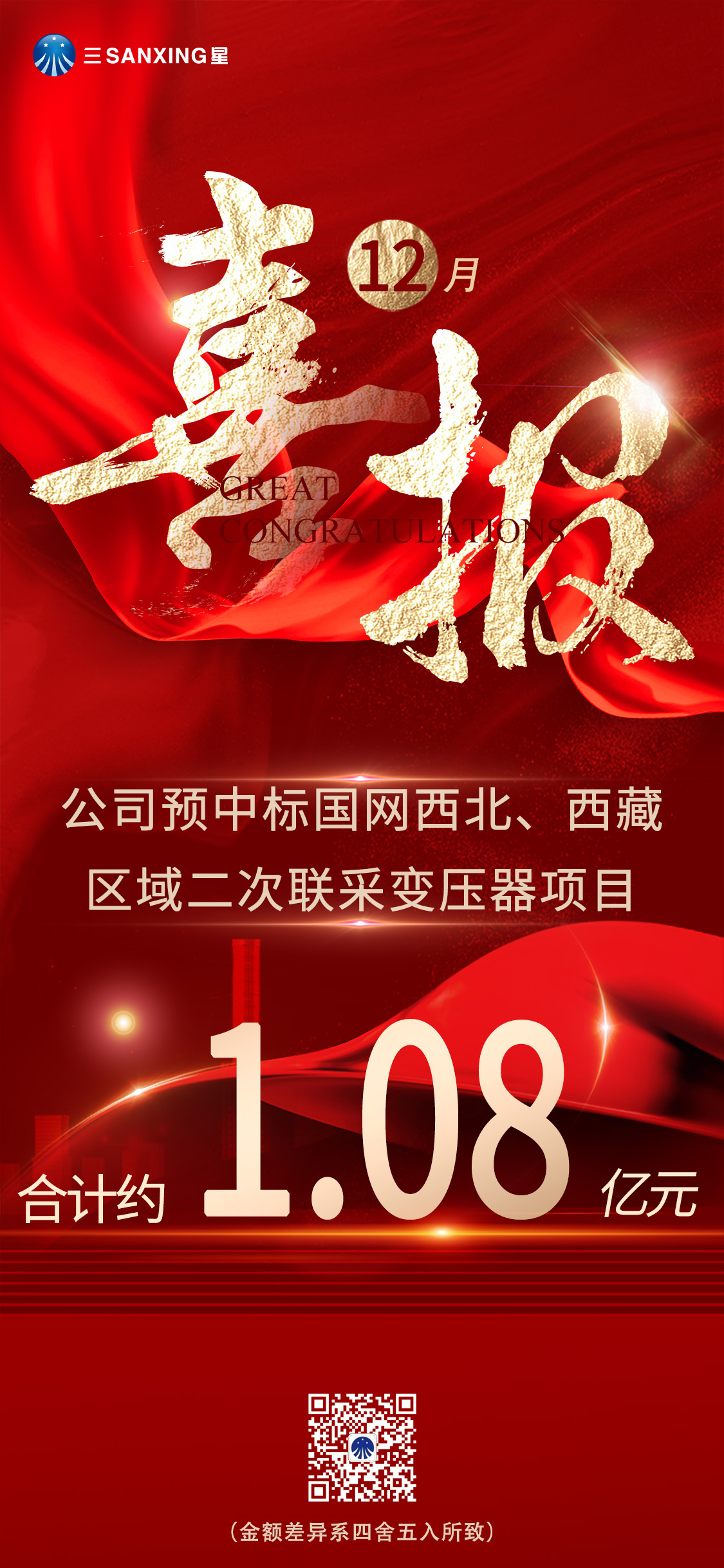 喜报丨公司预中标国网西北西藏配电项目1.08亿元_1766044150423